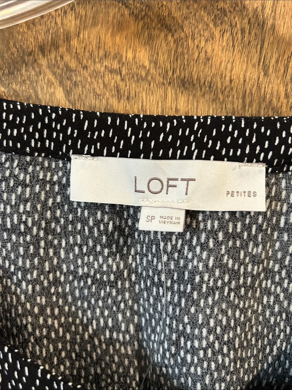 NWT LOFT Black and White Dotted Button-Front Blouse SP